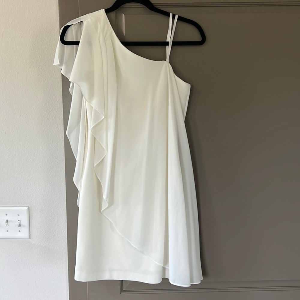 White offone shoulder Aqua dress